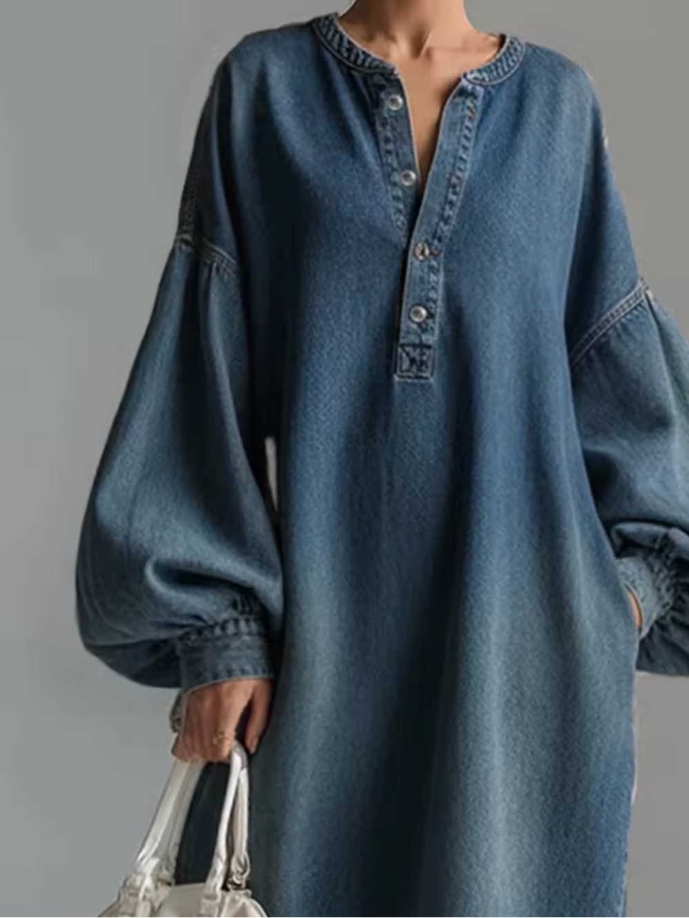 Chic Casual Demi vintage Blue Denim Maxi Dress - Picture 3 of 3